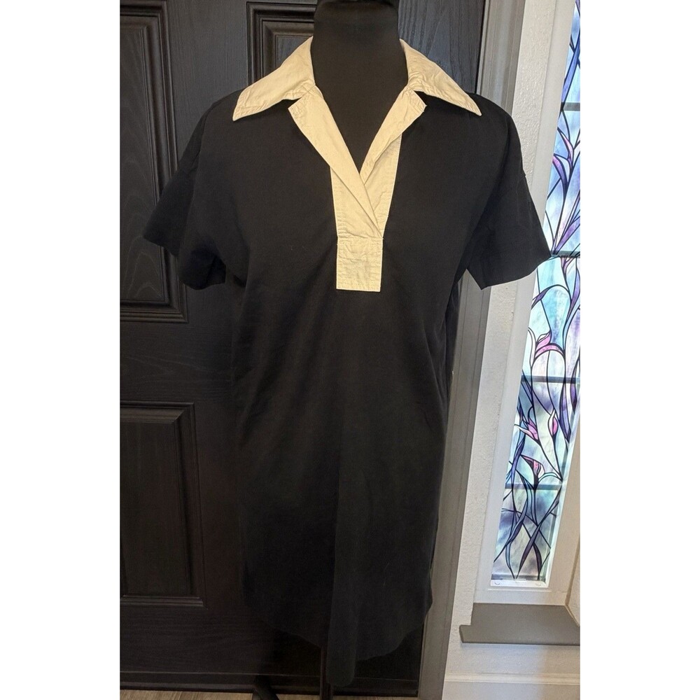 Everlane Organic Cotton Polo Dress XS Black Short Sleeve Flaw